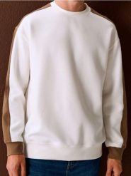 Bluza crewneck z lampasami - kremowy. Białe bluzy bez kaptura Sinsay, l, bez wzorów, bez kaptura. W wyprzedaży za 25.99 zł.