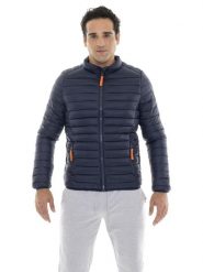 Kurtka puchowa z pełny zamek błyskawiczny na co dzień. Czarne kurtki LEONE 1947 APPAREL, s, bez wzorów, z puchu, bez kaptura. Za 530.46 zł.