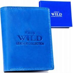 Portfel skórzany Always Wild AW-N4-MAL niebieski. Niebieskie portfele Always Wild, bez wzorów, ze skóry. Za 45.00 zł.