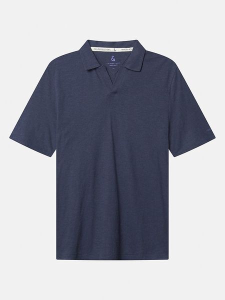 COLOURS & SONS Koszulka polo w kolorze granatowym rozmiar: L. Niebieskie koszulki polo COLOURS & SONS, l, bez wzorów, bez kołnierzyka, bez ramiączek. Za 161.07 zł.