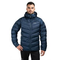 Kurtka trekkingowa puchowa męska Glaceon Pro. Brązowe kurtki RAB, na zimę, m, bez wzorów, z puchu, bez kaptura. Za 1,259.99 zł.
