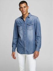 Jack&Jones Koszula Sheridan 12138115 Niebieski Slim Fit. Niebieskie koszule Jack&Jones, m, bez wzorów, z bawełny, bez kołnierzyka, bez ramiączek. Za 139.99 zł.