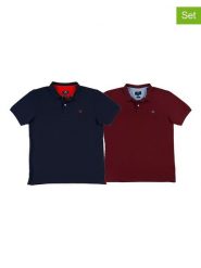 The Time of Bocha Koszulki polo (2 szt.) w kolorze bordowym i granatowym rozmiar: XL. Czerwone koszulki polo The Time of Bocha, xl, bez wzorów, z bawełny, bez kołnierzyka, bez ramiączek. Za 165.99 zł.