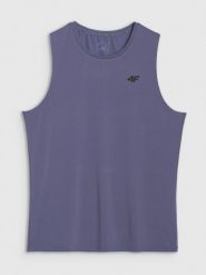 4F Tank top treningowy szybkoschnący męski - niebieski XXL. Niebieskie t-shirty 4F, m, bez wzorów, bez kołnierzyka, bez ramiączek. Za 69.99 zł.