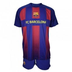 FC Barcelona komplet koszulka spodenki junior Barca Fan granatowy. Niebieskie krótkie spodenki sportowe FC Barcelona, bez wzorów. Za 179.00 zł.