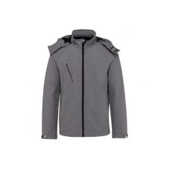 Kurtka z kapturem Kariban Softshell. Szare kurtki KARIBAN, m, bez wzorów, z elastanu, z kapturem. Za 307.00 zł.