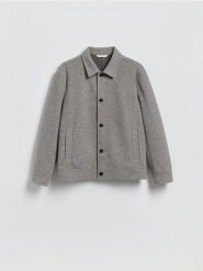 Kurtka koszulowa z kołnierzem - jasnoszary. Szare kurtki Reserved, l, bez wzorów, z dzianiny, bez kaptura. Za 199.99 zł.