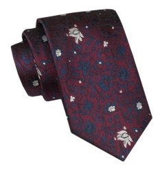 Krawat Męski, Klasyczny - ALTIES - Bordo, Kwiaty. Czerwone krawaty i muchy Alties, bez wzorów, z tkaniny. Za 49.00 zł.