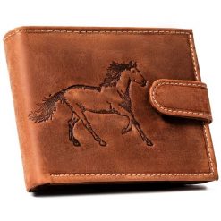 Portfel męski N992L-CHM-HORSE-BL j. brązowy. Brązowe portfele Inny, bez wzorów, z nubiku. Za 59.99 zł.