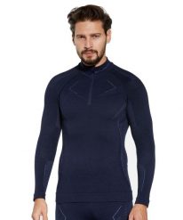 Bluza męska z krótkim ekspresem wełniana Brubeck EXTREME MERINO. Niebieskie bielizna termoaktywna Brubeck, na zimę, m, bez wzorów, z materiału, bez ramiączek. Za 428.99 zł.