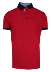 Koszulka POLO, Czerwona w Kotwice, Wzór Marinistyczny, Męska, Casualowa, Krótki Rękaw, T-shirt. Czerwone bluzki z długim rękawem Le Marin, l, bez wzorów, z bawełny, bez kołnierzyka, bez ramiączek. Za 159.00 zł.