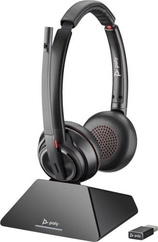 Słuchawki POLY Savi 8220 UC z certyfikatem Microsoft Teams DECT 1880–1900 MHz USB-A. Słuchawki bezprzewodowe Poly. Za 739.99 zł.