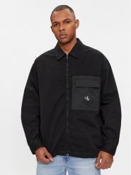 Calvin Klein Jeans Kurtka koszulowa Mix Media J30J324617 Czarny Regular Fit. Czarne kurtki Calvin Klein Jeans, m, bez wzorów, z jeansu, bez kaptura. Za 396.99 zł.