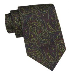 Klasyczny Krawat Męski CHATTIER - Bordo z Zielonym Akcentami. Czerwone krawaty i muchy Chattier, bez wzorów, z tkaniny. Za 49.00 zł.