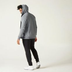 Bluza na zamek z kapturem męska Domyos Gym & Pilates 100. Szare bluzy z kapturem DOMYOS, na jesień, l, bez wzorów, z bawełny, z kapturem. Za 89.99 zł.