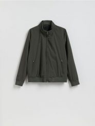 Kurtka bomberka ze stójką - zielony. Zielone kurtki Reserved, l, bez wzorów, bez kaptura. Za 199.99 zł.