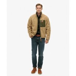 Polar zapinany na zamek błyskawiczny Superdry Vintage. Brązowe bluzy z polaru Superdry, m, bez wzorów, z polaru, bez kaptura. Za 417.80 zł.