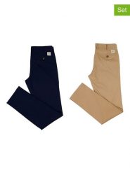 The Time of Bocha Spodnie chino (2 pary) w kolorze granatowym i beżowym rozmiar: 52. Brązowe eleganckie spodnie The Time of Bocha, na co dzień. Za 304.99 zł.