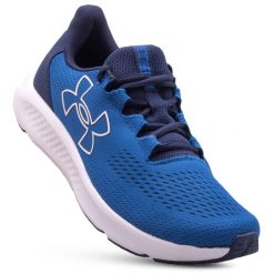 Buty do biegania męskie Under Armour Charged Pursuit 3 Big Logo. Niebieskie buty do biegania Under Armour, bez wzorów, bez zapięcia, do biegania. W wyprzedaży za 195.90 zł.