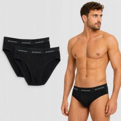 SLIPY MĘSKIE 4F KOMPLET ZESTAW BIELIZNY BAWEŁNIANEJ 2PAK L M081 SS26. Czarne slipki 4F, l, bez wzorów, z bawełny. Za 69.99 zł.