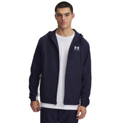 Kurtka Męska Wiatrówka Under Armour UA Warmup Tops. Niebieskie kurtki Under Armour, m, bez wzorów, z materiału, z kapturem. Za 310.10 zł.