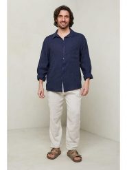 Lin Passion Koszula w kolorze granatowym rozmiar: M/L. Niebieskie koszule Lin Passion, l, bez wzorów, z bawełny, bez kołnierzyka, bez ramiączek. Za 144.95 zł.