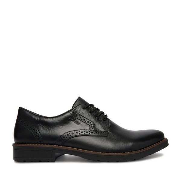 Półbuty Rieker. Czarne eleganckie półbuty Rieker, bez wzorów, bez obcasa, bez zapięcia. Za 399.99 zł.