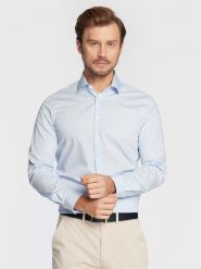 Calvin Klein Koszula K10K109509 Niebieski Slim Fit. Niebieskie koszule CALVIN KLEIN, m, bez wzorów, z bawełny, bez kołnierzyka, bez ramiączek. Za 189.99 zł.