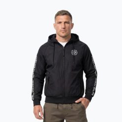 Kurtka męska Pitbull Athletic Tape Nylon Hooded. Czarne kurtki PITBULL, m, bez wzorów, z materiału, bez kaptura. Za 219.99 zł.