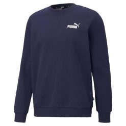 Bluza Puma ESS Small Logo Crew. Niebieskie bluzy Puma, s, bez wzorów, z bawełny, bez kaptura. W wyprzedaży za 154.00 zł.