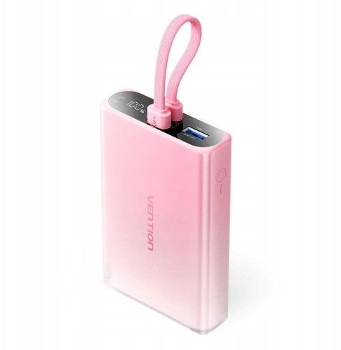Powerbank Vention 10000 mAh USB-C + Lightning + USB-A 22,5W z wyświetlaczem LED różowy. Czerwone powerbanki Vention. Za 116.99 zł.
