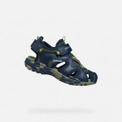 Sandały GEOX J BOREALIS B Niebieski. Niebieskie sandały Geox, z syntetyku, bez zapięcia. Za 272.99 zł.