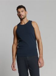 No Excess Top w kolorze granatowym rozmiar: L. Niebieskie bezrękawniki No Excess, l, bez wzorów, bez kołnierzyka, bez ramiączek. Za 56.39 zł.