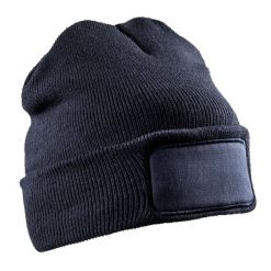 Czapka Unisex Dla Dorosłych Z Podwójną Dzianiną Z Naszywką Drukarki. Czarne czapki zimowe RESULT WINTER ESSENTIALS, z aplikacjami, z dzianiny. Za 41.99 zł.