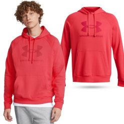Bluza fitness męska UNDER ARMOUR Rival Fleece Logo Hoodie z kapturem. Czerwone bluzy Under Armour, l, bez wzorów, z kapturem. Za 198.99 zł.
