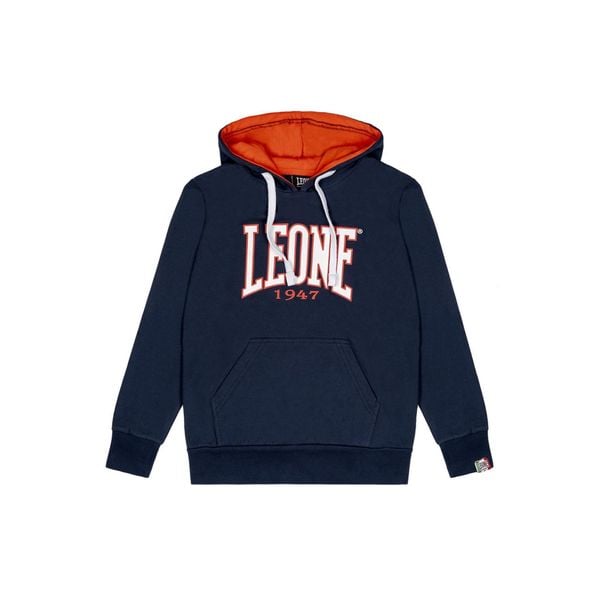 Bluza wygodny z bawełna z kaptur na czas wolny. Niebieskie bluzy LEONE 1947 APPAREL, bez wzorów, z bawełny, bez kaptura. W wyprzedaży za 82.10 zł.