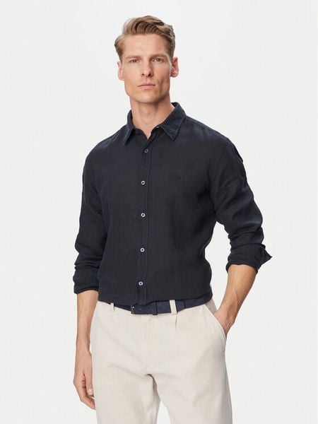 BOSS Koszula Relegant 50567579 Granatowy Regular Fit. Niebieskie koszule Boss, m, bez wzorów, ze lnu, bez kołnierzyka, bez ramiączek. Za 381.99 zł.