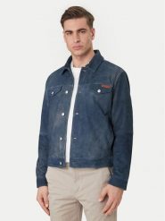 Calvin Klein Jeans Kurtka skórzana 90s LV04RF404G Granatowy Regular Fit. Niebieskie kurtki Calvin Klein Jeans, m, bez wzorów, z jeansu, bez kaptura. Za 2,089.00 zł.