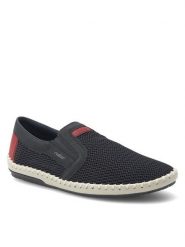 Rieker Półbuty B4554-14 Granatowy. Niebieskie eleganckie półbuty Rieker, bez wzorów, z materiału, bez obcasa, bez zapięcia. Za 329.99 zł.
