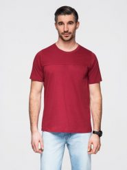 T-shirt LOOSE FIT męski z kieszonką – czerwony V3 - Rozmiar: S. Czerwone t-shirty Ombre Clothing, m, z aplikacjami, z bawełny, bez kołnierzyka, bez ramiączek. W wyprzedaży za 24.99 zł.