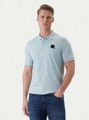 KARL LAGERFELD Polo 745015 562231 Błękitny Regular Fit. Niebieskie koszulki polo KARL LAGERFELD, m, bez wzorów, z bawełny, bez kołnierzyka, bez ramiączek. Za 459.99 zł.