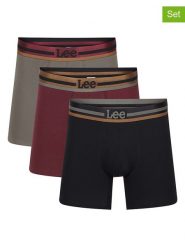 LEE Underwear Bokserki (3 pary) "Hay" w kolorze czerwono-brązowo-oliwkowym rozmiar: XL. Brązowe bokserki LEE Underwear, xl, bez wzorów. Za 65.85 zł.