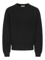 ONLY & SONS Sweter "Litus" w kolorze czarnym rozmiar: XXL. Czarne swetry nierozpinane Only & Sons, xxl, bez wzorów, z wełny, bez kołnierzyka, bez ramiączek. Za 161.73 zł.