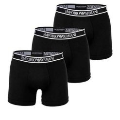 Bokserki Męskie (zestaw 3 Sztuk). Czarne bokserki Emporio Armani, m, bez wzorów, z bawełny. Za 245.99 zł.