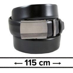 Pasek Czarny do Spodni 115 cm, Automatyczna Klamra, Skórzany, Elegancki -VICTORIO. Czarne paski Victorio, bez wzorów, ze skóry, eleganckie. Za 99.00 zł.