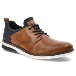 Brązowe Półbuty Rieker Stylowe Buty Męskie. Brązowe eleganckie półbuty Rieker, bez wzorów, ze skóry, bez obcasa, bez zapięcia. Za 319.00 zł.