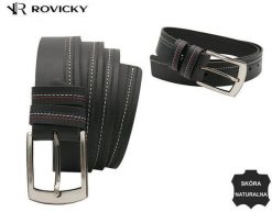 Pasek męski Rovicky R-PI-03 czarny. Czarne paski ROVICKY, z aplikacjami, ze skóry, klasyczne. Za 40.00 zł.
