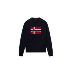 Koszulka z długim rękawem Napapijri D-Mura C. Niebieskie bluzki z długim rękawem Napapijri, bez wzorów, bez kołnierzyka, bez ramiączek. W wyprzedaży za 645.00 zł.