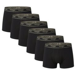 WRANGLER Bokserki Męskie Bawełniane Czarne Klasyczne Odwin Trunks Black. Czarne bokserki Wrangler, m, bez wzorów, z bawełny. W wyprzedaży za 99.99 zł.