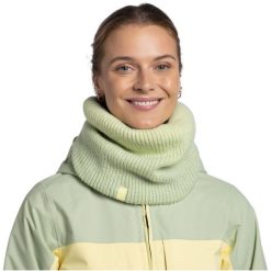 Komin na szyję - Bandana BUFF Knitted & Fleece Neckwarmer Marin. Zielone szaliki Buff, bez wzorów. Za 145.99 zł.